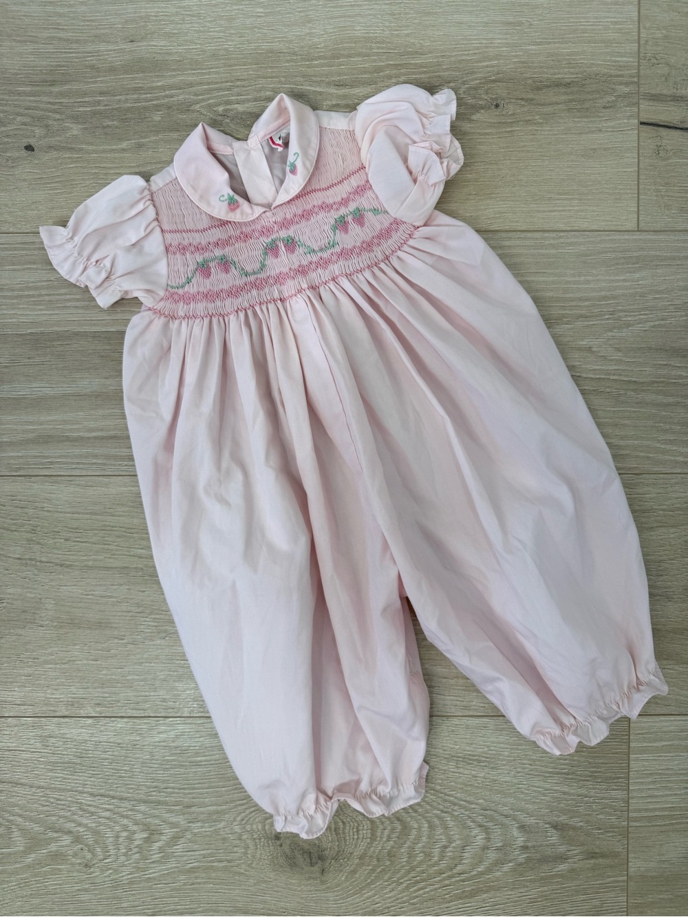 Vintage Smocked Strawberry Romper